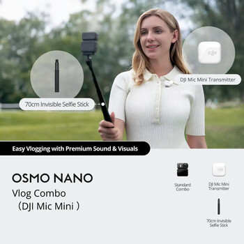 Экшн-камера DJI Osmo Nano Vlog Combo (DJI Mic Mini Transmitter Arctic White) (128 ГБ),  Модель: Vlog Combo (DJI Mic Mini Transmitter Arctic White), Объем памяти: 128 ГБ