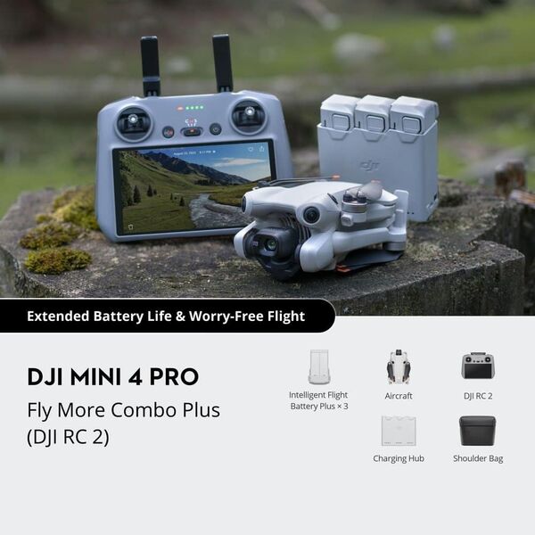 Квадрокоптер DJI Mini 4 Pro Fly More Combo Plus (DJI RC 2),  Модель: DJI Mini 4 Pro Fly More Combo Plus (DJI RC 2), изображение 7